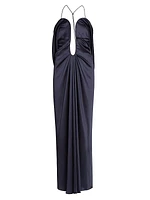 Satin Halterneck Maxi Dress