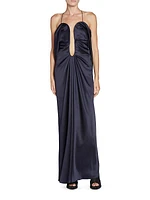 Satin Halterneck Maxi Dress