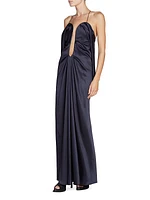 Satin Halterneck Maxi Dress