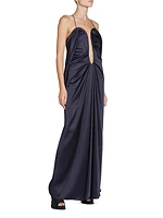 Satin Halterneck Maxi Dress