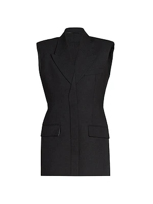 Wool-Blend Tailored Sleeveless Blazer Minidress