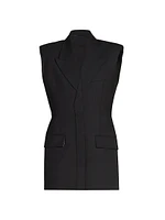 Wool-Blend Tailored Sleeveless Blazer Minidress