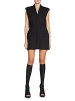 Wool-Blend Tailored Sleeveless Blazer Minidress