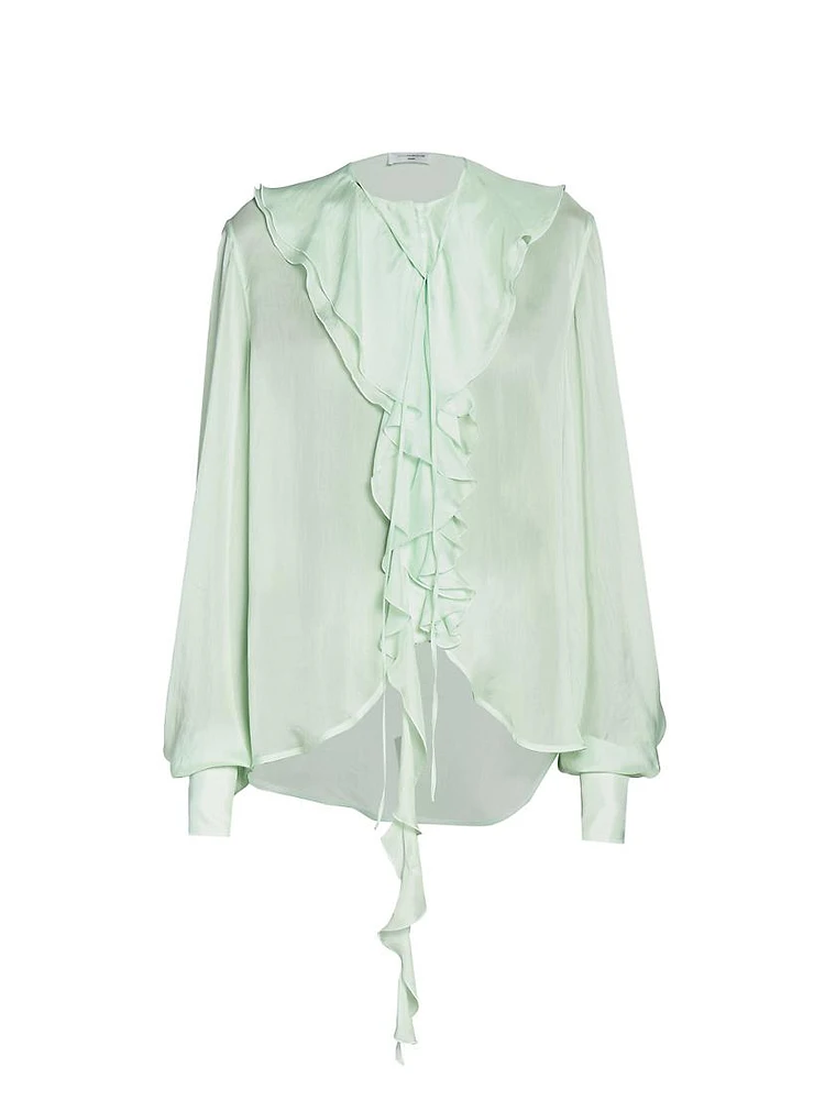 Romantic Ruffled Satin Blouse