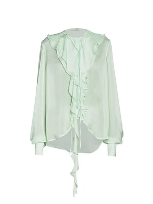 Romantic Ruffled Satin Blouse