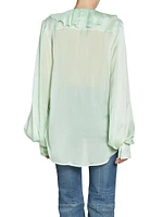 Romantic Ruffled Satin Blouse