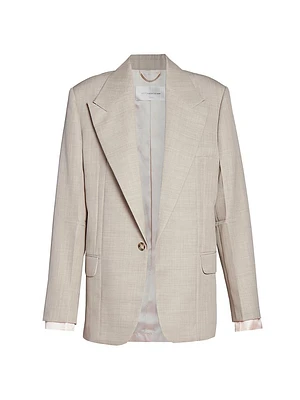 Darted Sleeve Wool Single-Breasted Jacket