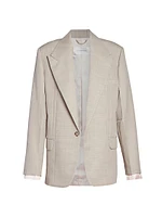 Darted Sleeve Wool Single-Breasted Jacket