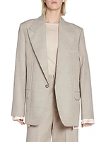 Darted Sleeve Wool Single-Breasted Jacket