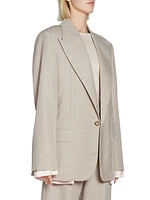 Darted Sleeve Wool Single-Breasted Jacket