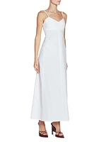 Cotton-Blend Sleeveless Fit & Flare Midi-Dress