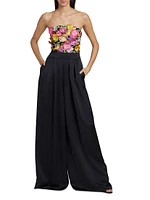 Almeda Floral-Appliqué Wide-Leg Jumpsuit