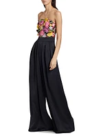 Almeda Floral-Appliqué Wide-Leg Jumpsuit