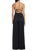 Almeda Floral-Appliqué Wide-Leg Jumpsuit