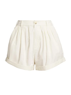 Paige Pleated Cotton Shorts