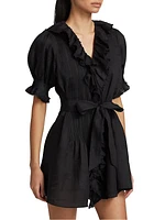 Piper Ruffle Tie-Waist Minidress