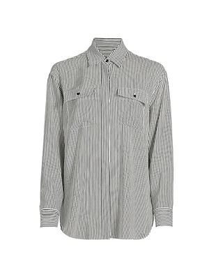 Ellias Striped Silk Long-Sleeve Shirt