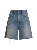 Russel Denim Raw-Edge Shorts