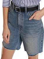 Russel Denim Raw-Edge Shorts