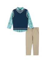 Little Boy's & 3-Piece Shirt, Sweater Vest Pants Set