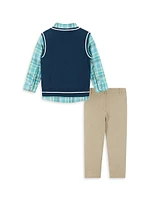 Little Boy's & 3-Piece Shirt, Sweater Vest Pants Set