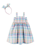 Baby Girl's 2-Piece Plaid Headband & Dress Set