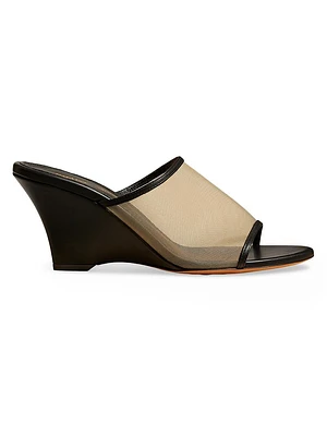 Marion 75MM Leather-Nylon Wedge Mules