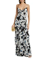 Kamila Ruffled Silk Floor-Length Dress