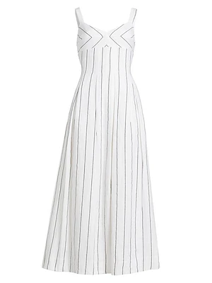 Selene Stripe Linen Maxi Dress