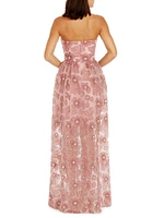 Audrina Embellished Strapless Fit-And-Flare Gown