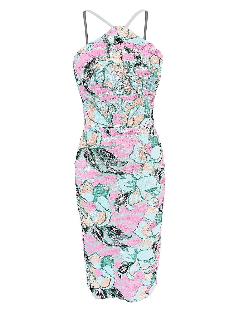 Summer Aidan Sequined Floral Midi-Dress