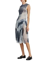 Zoe Abstract Pleated Midi-Dress