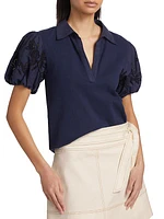 Tory Eyelet Puff-Sleeve Top