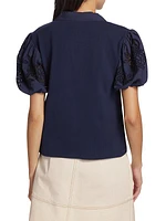 Tory Eyelet Puff-Sleeve Top