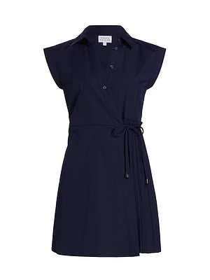 Shivon Pleated Poplin Tie-Waist Shirtdress