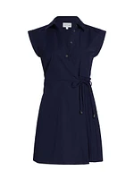 Shivon Pleated Poplin Tie-Waist Shirtdress