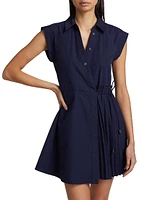 Shivon Pleated Poplin Tie-Waist Shirtdress