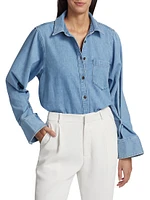 Wesley Bell-Sleeve Cotton Shirt