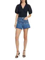 Luna Woven Denim Shorts