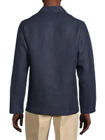 Marine Linen Half-Button Shirt