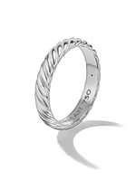 Cable Band Ring 18K White Gold, 5MM