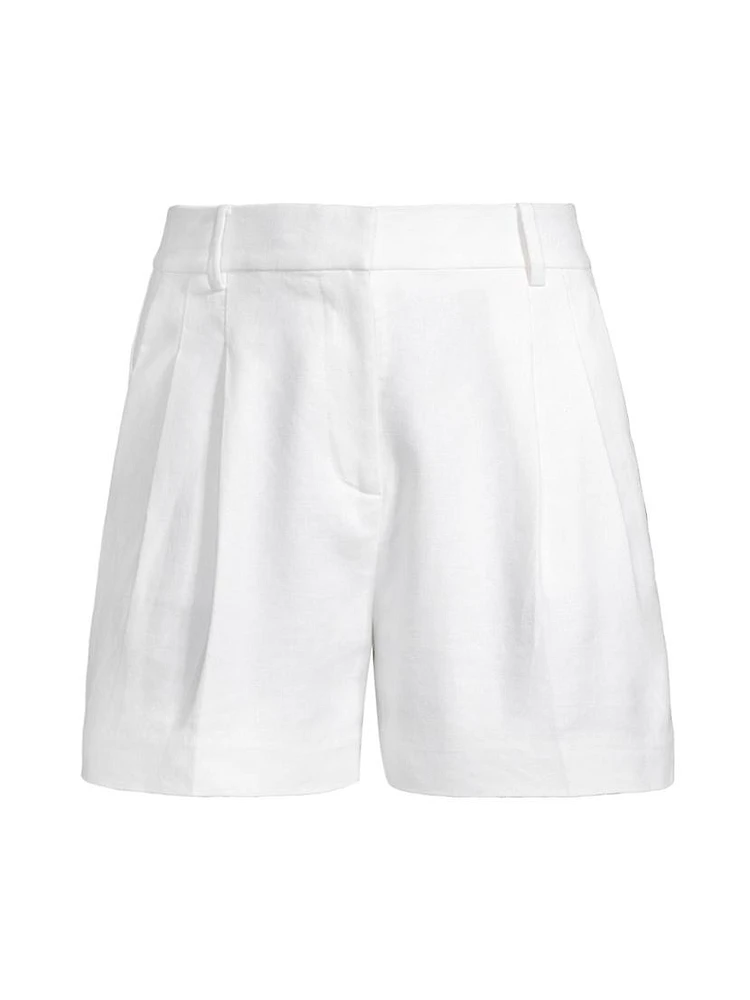 Crepe High-Rise Pleated Shorts