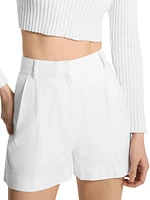 Crepe High-Rise Pleated Shorts