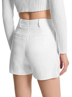 Crepe High-Rise Pleated Shorts