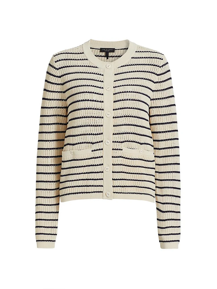 Viola Cotton-Blend Stripe Cardigan