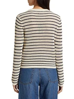 Viola Cotton-Blend Stripe Cardigan