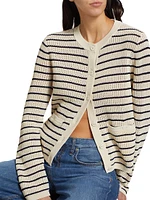 Viola Cotton-Blend Stripe Cardigan