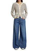 Viola Cotton-Blend Stripe Cardigan