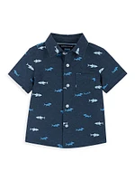 Baby Boy's, Little Boy's & Shark Print Short-Sleeve Shirt Shorts Set