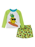 Little Boy's & Pineapple Rashguard Swim Top Trunks Set